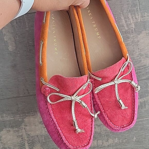 Ivanka Trump  Suede Stylish Pink and Orange Driving Loafers. Size 8 M,Leather - Picture 6 of 8